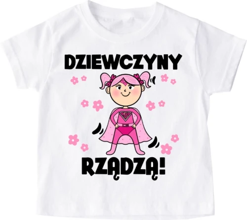 Koszulka dziecięca ''DZIEWCZYNY RZĄDZĄ'' SUPERBOHATERKA
