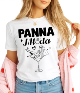 KOSZULKA NA WIECZÓR PANIEŃSKI ''PANNA MŁODA''W KIELISZKU