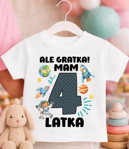 Koszulka URODZINOWA dziecięca ''ALE GRATKA MAM 4 LATKA''