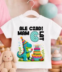  Koszulka URODZINOWA dziecięca ''ALE CZAD MAM 6 LAT'' DINO