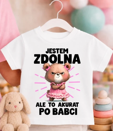 Koszulka dziecięca ''JESTEM ZDOLNA'' PO BABCI