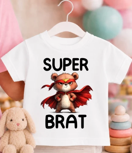 Koszulka dziecięca ''SUPER BRAT'' Z MISIEM