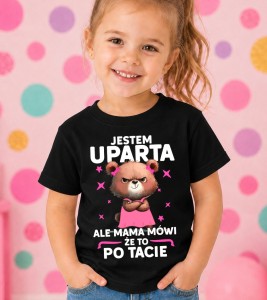 Czarna koszulka dla dziewczynki - JESTEM UPARTA 