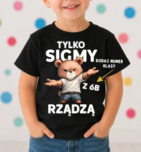 Koszulki dla kolegów z klasy na Dzień Chłopaka - Tylko sigmy z (podaj numer klasy) rządzą 