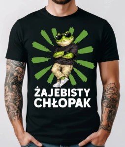 Męska koszulka na prezent dla chłopaka - ŻAJEBISTY CHŁOPAK (ŻABA W OKULARACH)
