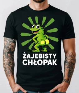 Męska koszulka na prezent dla chłopaka - ŻAJEBISTY CHŁOPAK (ŻABKA) 