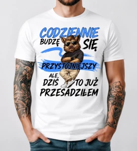 Męska koszulka na prezent dla chłopaka - CODZIENNIE BUDZĘ SIĘ PRZYSTOJNIEJSZY (dzik)