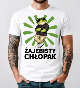 Męska koszulka na prezent dla chłopaka - ŻAJEBISTY CHŁOPAK (ŻABA W OKULARACH)