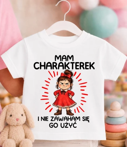 Koszulka dziecięca ''MAM CHARAKTEREK I NIE ZAWAHAM SIĘ''