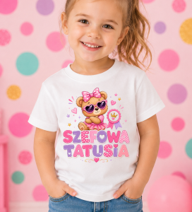  Koszulka dla dziewczynki SZEFOWA TATUSIA 