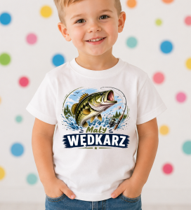 Koszulka dla chłopczyka z motywem wędkarskim MAŁY WĘDKARZ