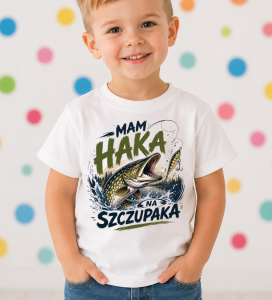 Koszulka dla chłopczyka z motywem wędkarskim MAM HAKA NA SZCZUPAKA 