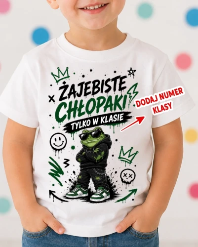 Koszulki na Dzień Chłopaka z numerem klasy ŻAJEBISTE CHŁOPAKI TYLKO W.webp