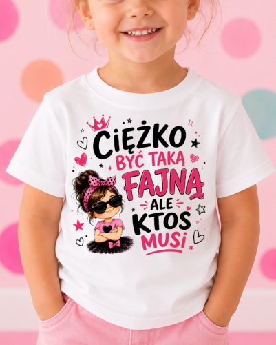 Koszulka dla dziewczynki CIĘŻKO BYĆ TAKĄ FAJNĄ ALE KTOŚ MUSI