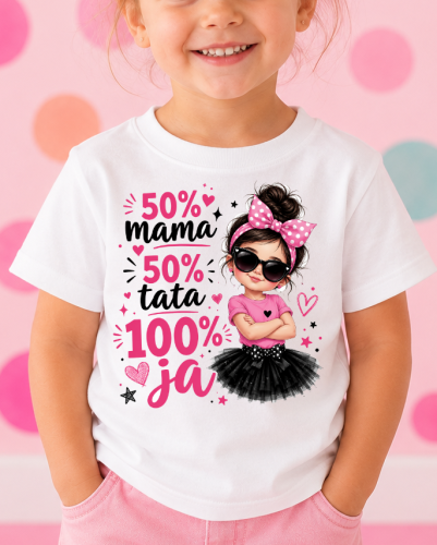 Koszulka dla dziewczynki 50 % mama 50 % tata.png