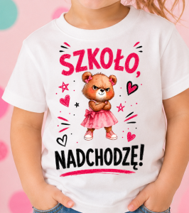  Koszulka dla dziewczynki SZKOŁO NADCHODZĘ