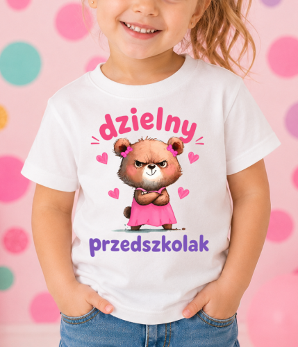 Koszulka dla dziewczynki - DZIELNY PRZEDSZKOLAK vxcvxcv.png