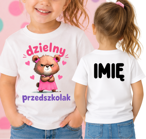 Koszulka dla dziewczynki - DZIELNY PRZEDSZKOLAK z imieniem cvvxcvxc.png