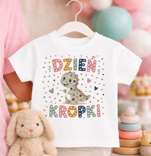 Koszulka dla DZIEWCZYNKI NA DZIEŃ KROPKI z dinozaurem cvxvxcvdfgh.png