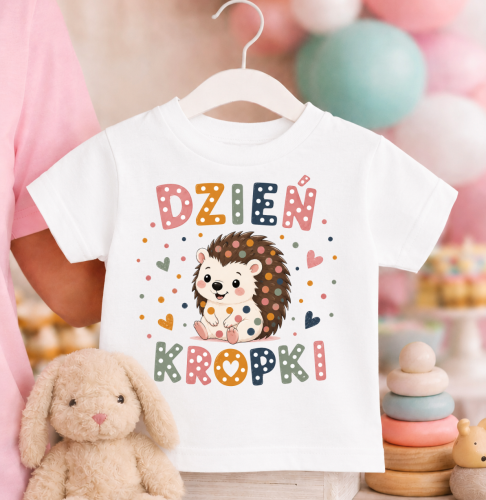 Koszulka dla DZIEWCZYNKI NA DZIEŃ KROPKI z jeżem cvcxv.png