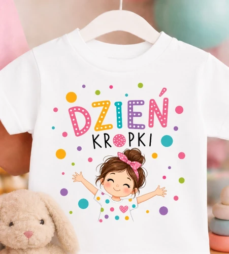 KOSZULKA DLA Dziewczynki na dzień kropki vcxvxcbno;k.webp