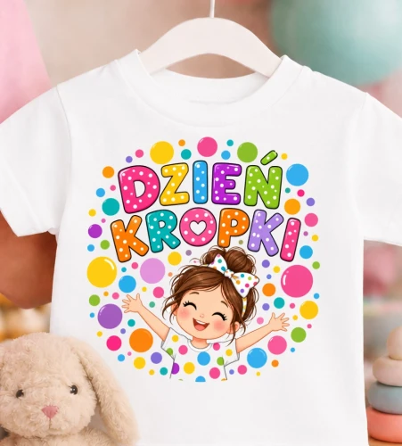 KOSZULKA DLA Dziewczynki na dzień kropki vcxvxcbno;kj.webp