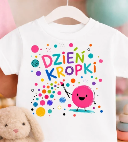 KOSZULKA DLA Dziewczynki na dzień kropki b.webp