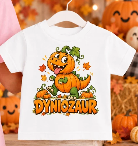 Koszulka na Dzień Dyni z dinozaurem .webp