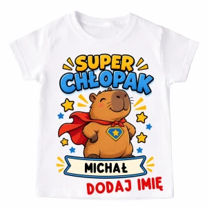 Koszulka SUPER CHŁOPAK z imieniem na Dzień Chłopaka 