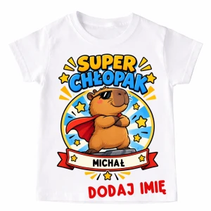 Koszulka SUPER CHŁOPAK z imieniem na Dzień Chłopaka