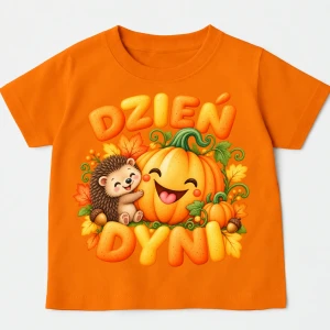 Pomarańczowa koszulka NA DZIEŃ DYNI Z jeżem i dynią - wzór jeżdynia94
