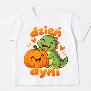 Koszulka na Dzień Dyni z dinozaurem i dynią