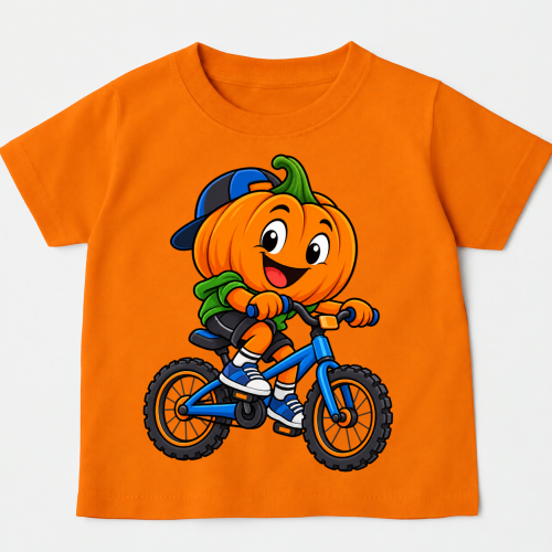 Koszulka na Dzień Dyni z dynią na rowerze vcvcv.png