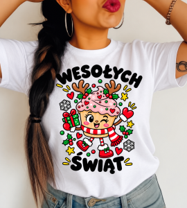 WESOŁYCH ŚWIĄT - koszulka damska na prezent świąteczny - święta - wesołych730
