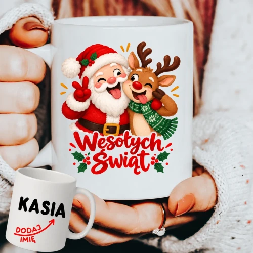 Personalizowany Kubek na Mikołajkowy prezent z Mikołajem .webp