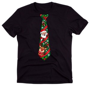 Męska koszulka świąteczna z nadrukiem krawata – zabawny T-shirt na prezent - krawat42