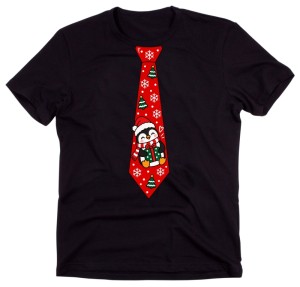 Męska koszulka świąteczna z nadrukiem krawata – zabawny T-shirt na prezent - krawat35