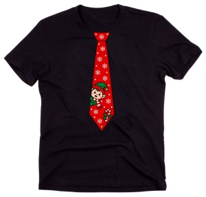 Męska koszulka świąteczna z nadrukiem krawata – zabawny T-shirt na prezent - krawat34