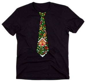 Męska koszulka świąteczna z nadrukiem krawata – zabawny T-shirt na prezent - krawat26