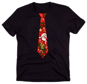 Męska koszulka świąteczna z nadrukiem krawata – zabawny T-shirt na prezent - krawat24
