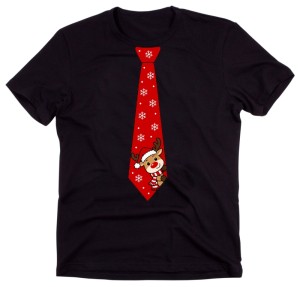 Męska koszulka świąteczna z nadrukiem krawata – zabawny T-shirt na prezent - krawat20
