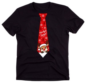 Męska koszulka świąteczna z nadrukiem krawata – zabawny T-shirt na prezent - krawat18