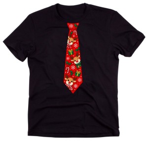 Męska koszulka świąteczna z nadrukiem krawata – zabawny T-shirt na prezent - krawat17