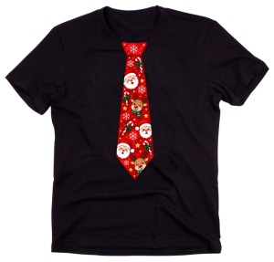 Męska koszulka świąteczna z nadrukiem krawata – zabawny T-shirt na prezent - krawat16
