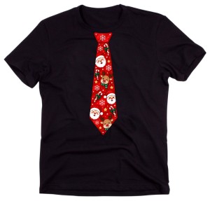 Męska koszulka świąteczna z nadrukiem krawata – zabawny T-shirt na prezent - krawat14