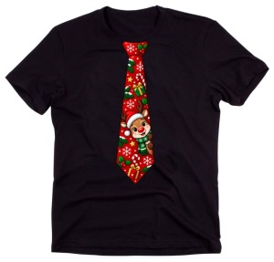 Męska koszulka świąteczna z nadrukiem krawata – zabawny T-shirt na prezent - krawat22