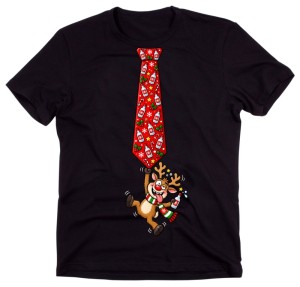 Męska koszulka świąteczna z nadrukiem krawata – zabawny T-shirt na prezent - krawat52