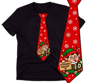 Męska koszulka świąteczna z nadrukiem krawata – zabawny T-shirt na prezent - krawat56