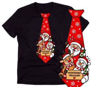 Męska koszulka świąteczna z nadrukiem krawata – zabawny T-shirt na prezent - krawat61