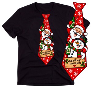 Męska koszulka świąteczna z nadrukiem krawata – zabawny T-shirt na prezent - krawat64